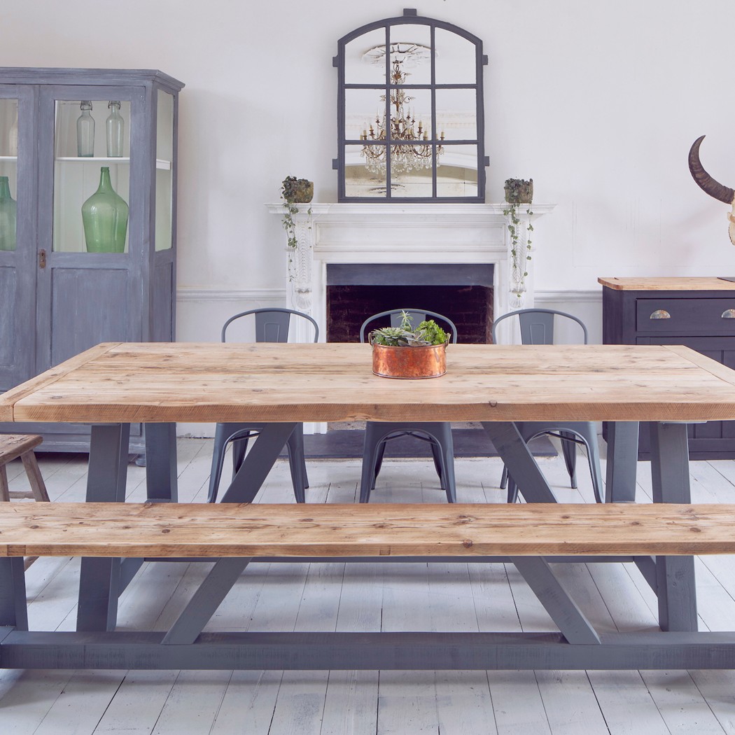 matching industrial salvage timber bench