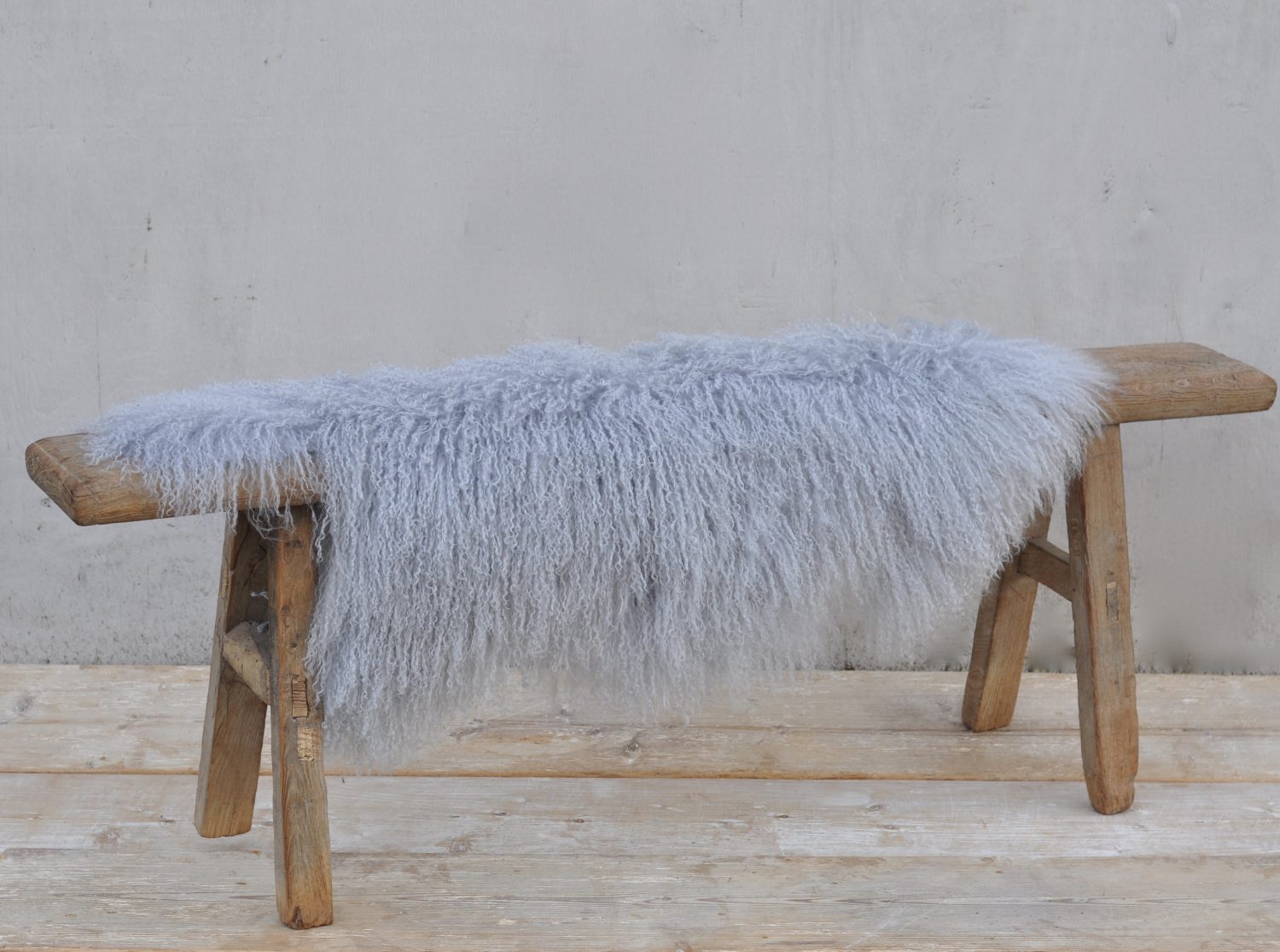Pale Grey Tibetan Curly Sheepskin Throw Rug