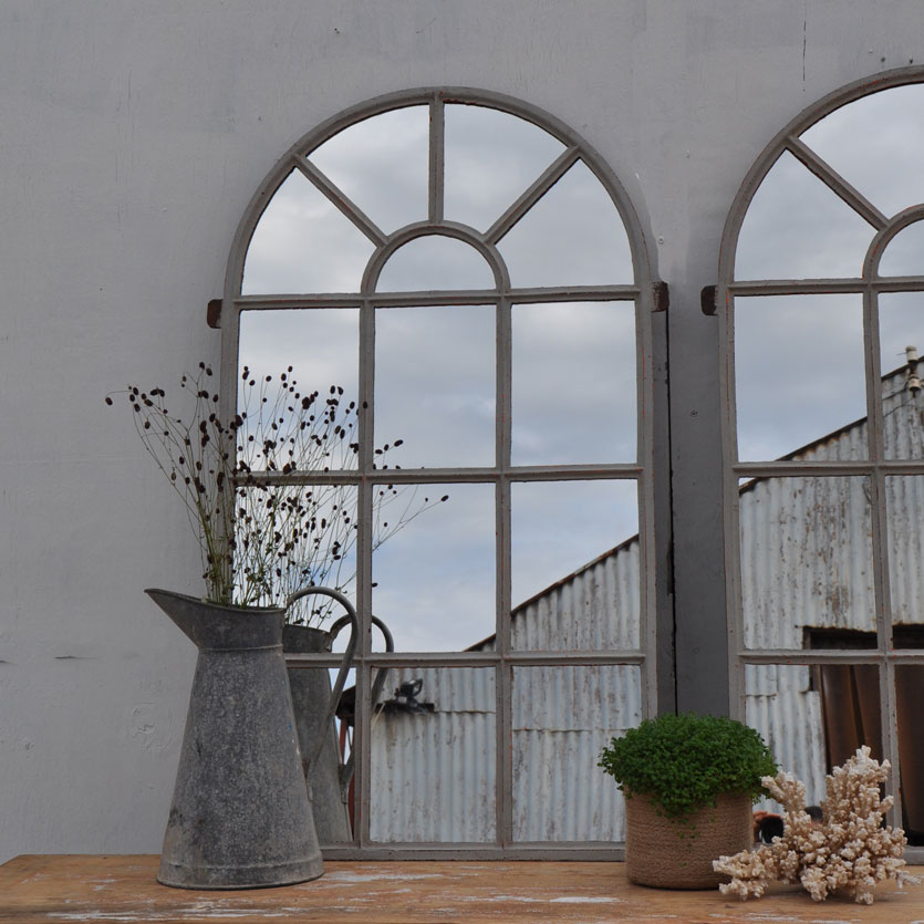 vintage arch metal window mirror
