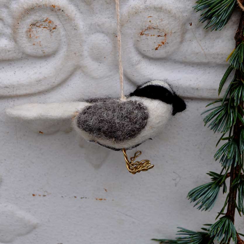 hand made grey | white felt bird