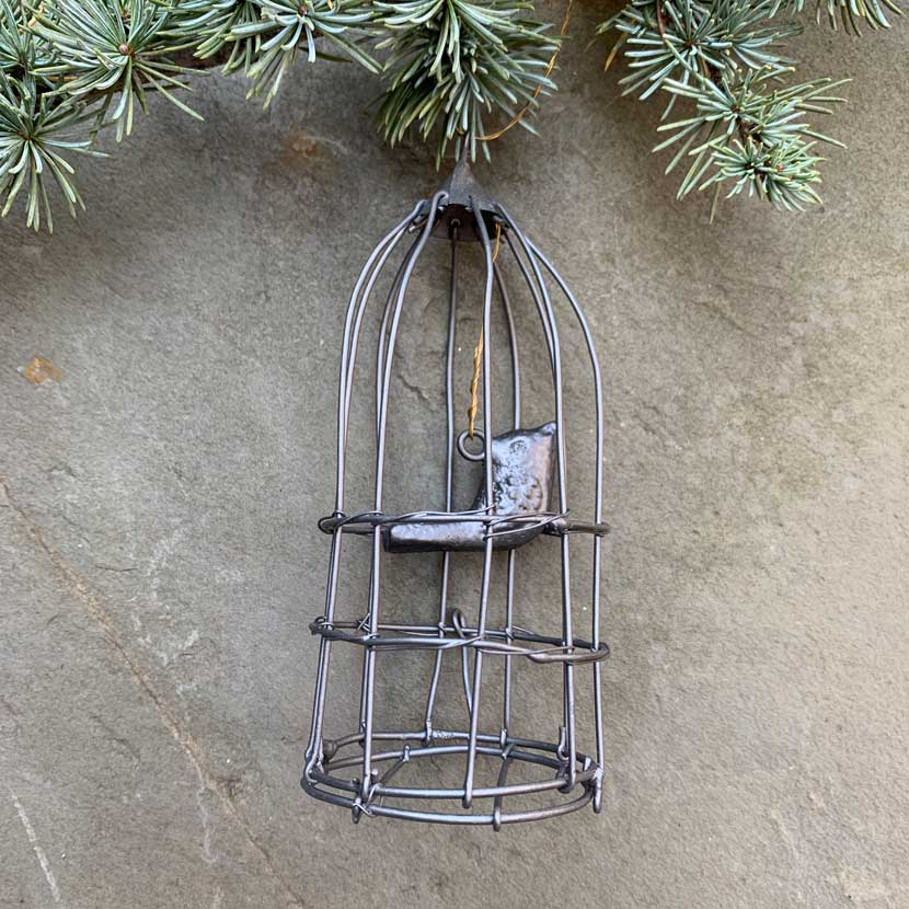 hand crafted zinc birdcage Christmas decoration