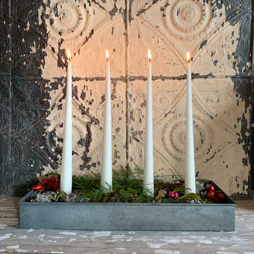 Centrepiece zinc taper candle display