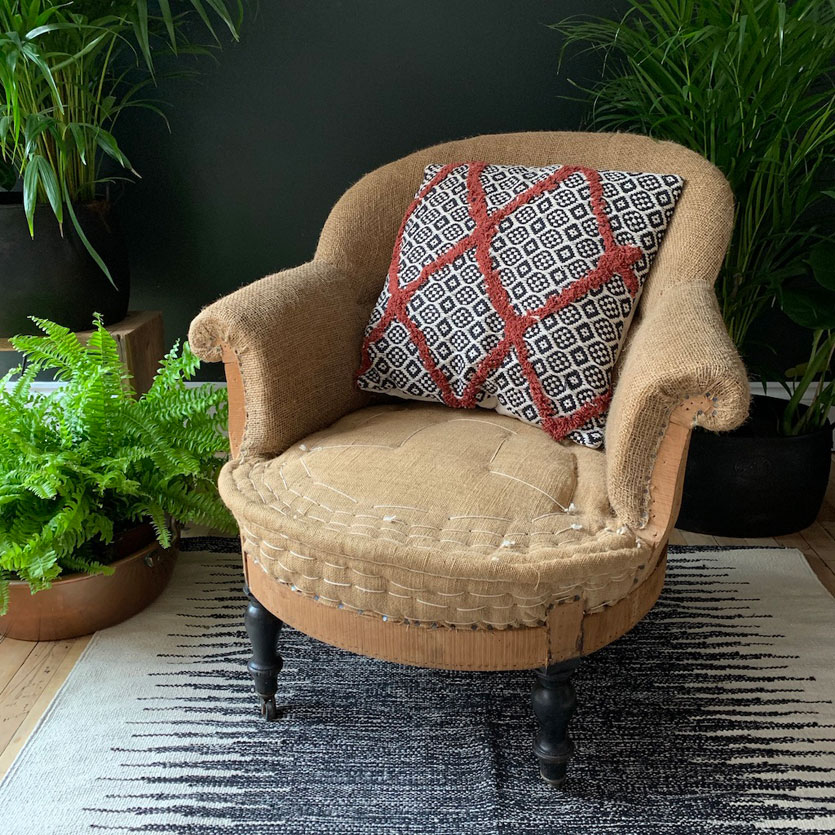 Textured geometric print cushion