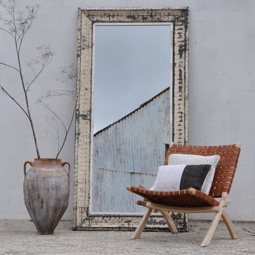 Full length American tin tile mirror