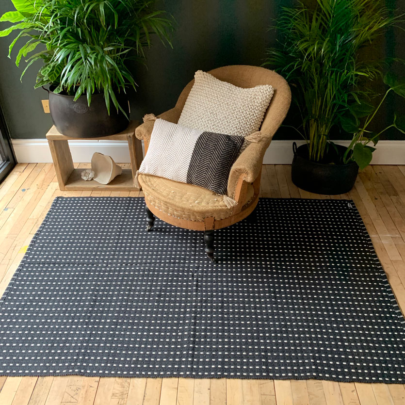 Black and White Rug Geometric Design