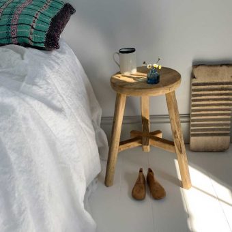 round reclaimed wooden stool