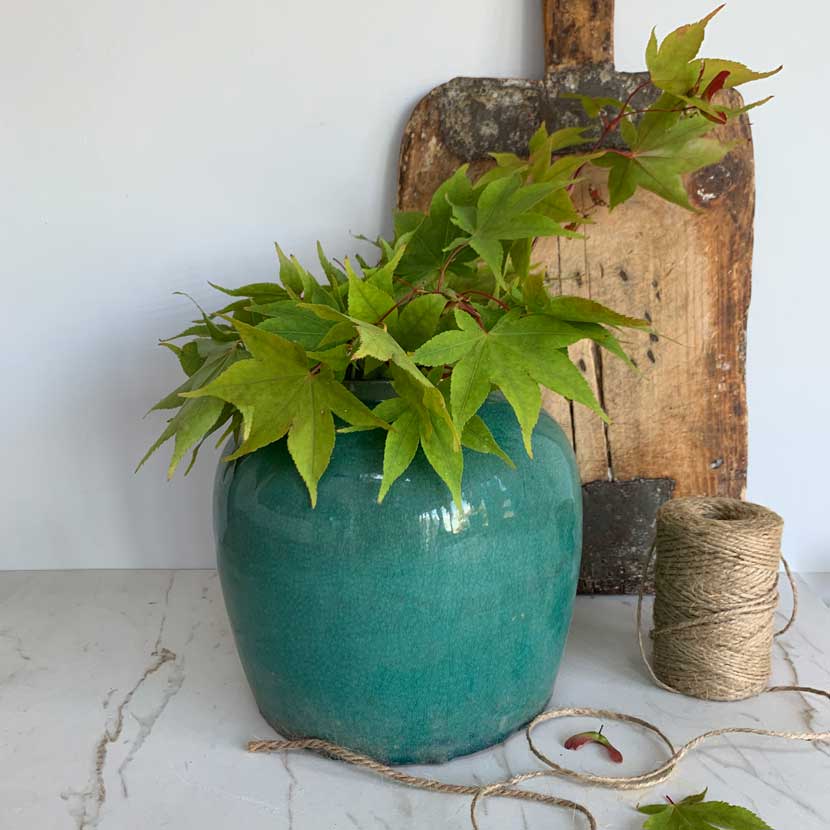 antique chinese pharmacist ceramic pot | turquoise