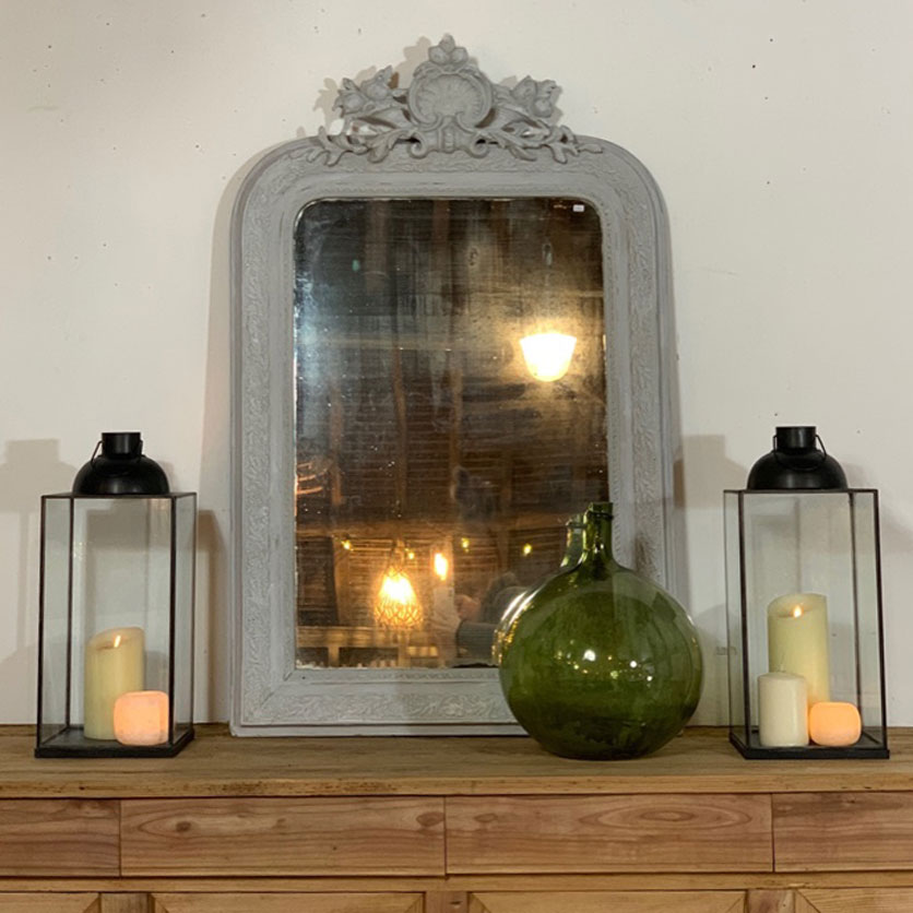 antique ornate grey French mirror