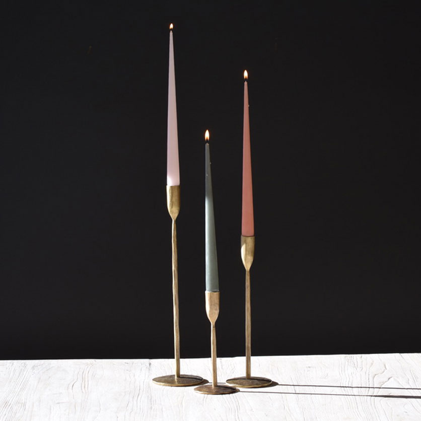 Handforged gold taper candle holder | 20cm