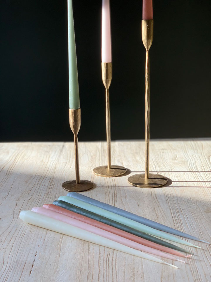 Handforged gold taper candle holder | 20cm