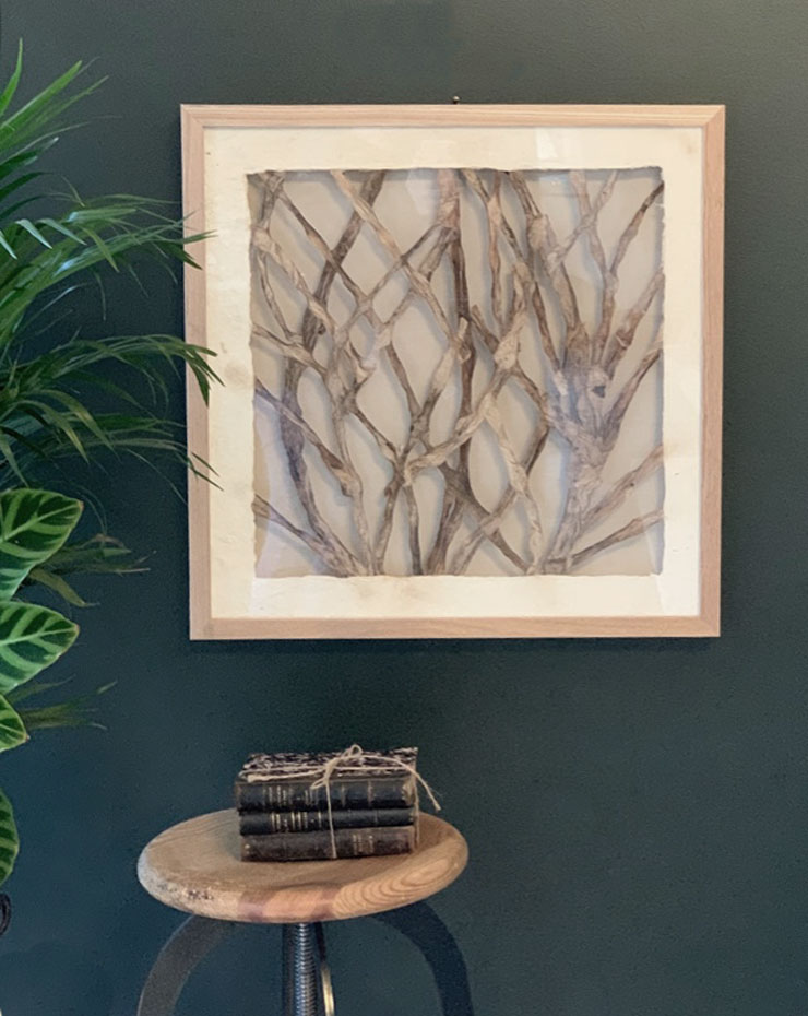 framed pressed botanical branch artwork