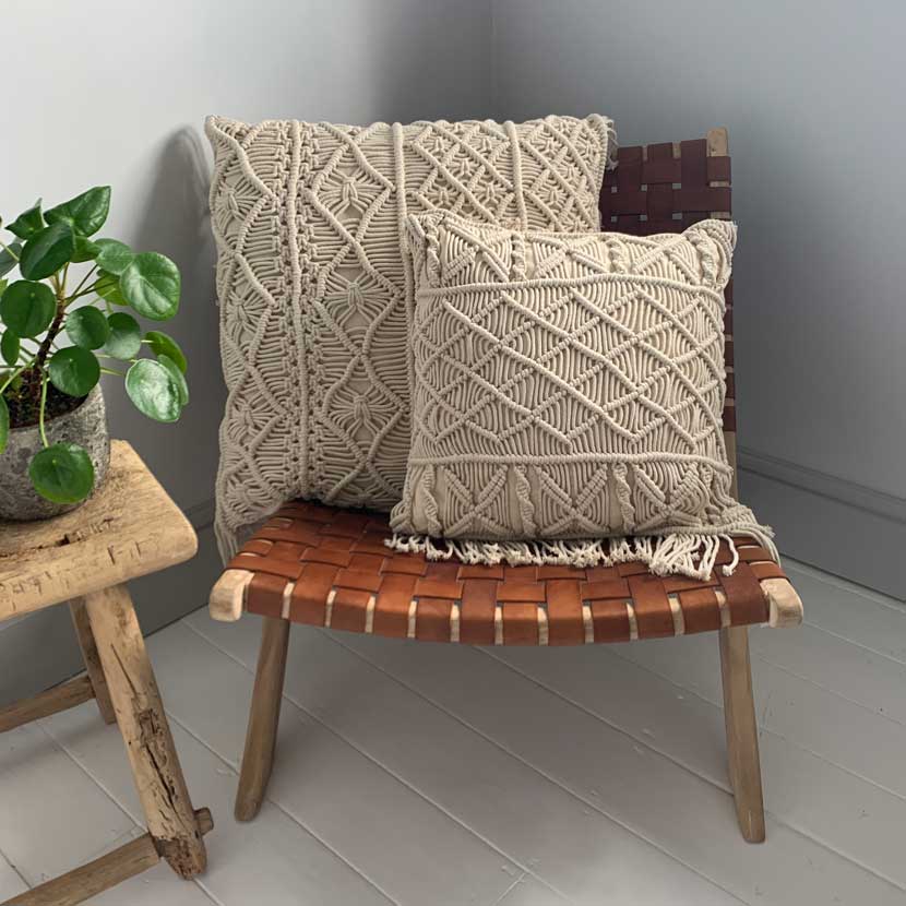 hand made macrame cushion cotton