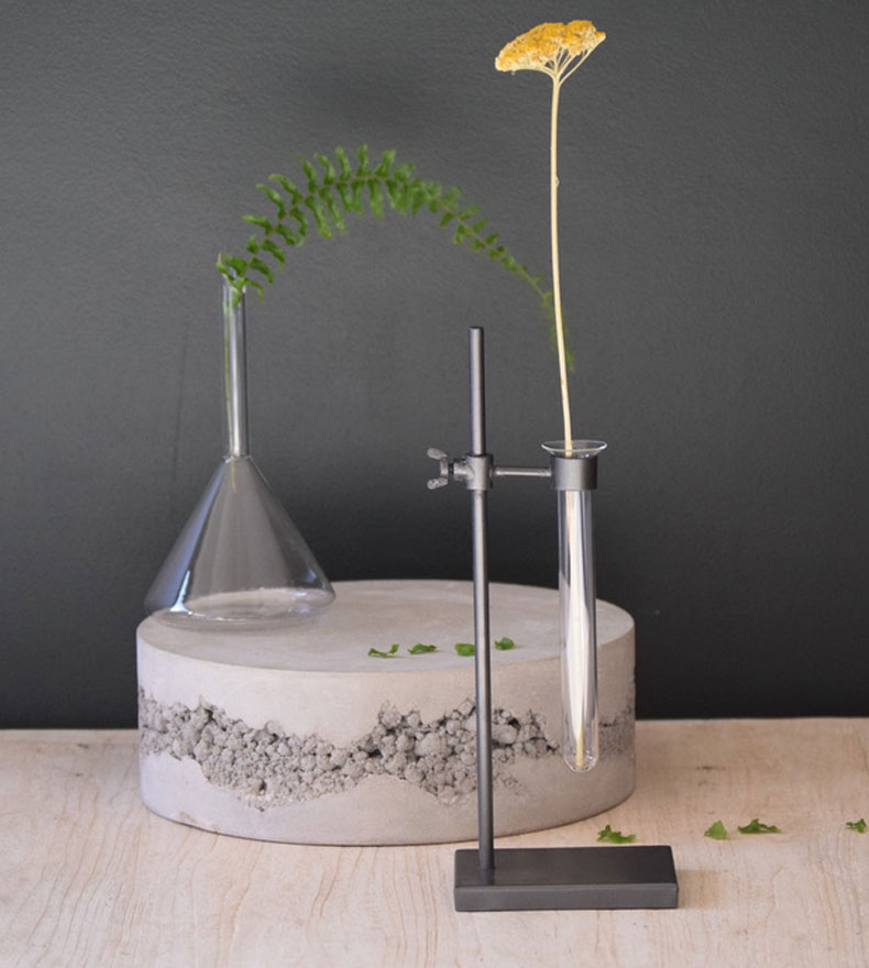 science lab stand and flower vase