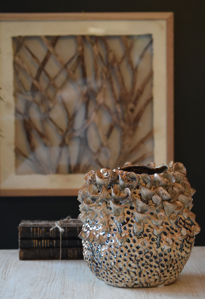 textured petal ceramic vase