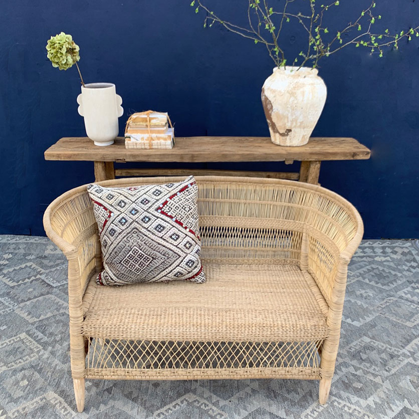 Hand woven rattan sofa