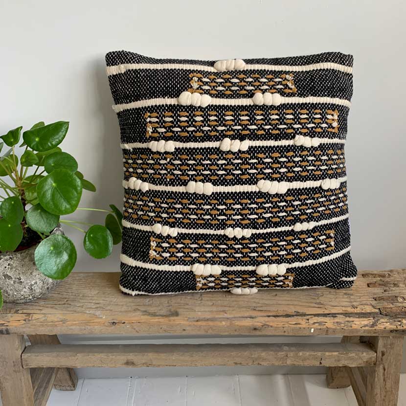 chain stitch cotton cushion