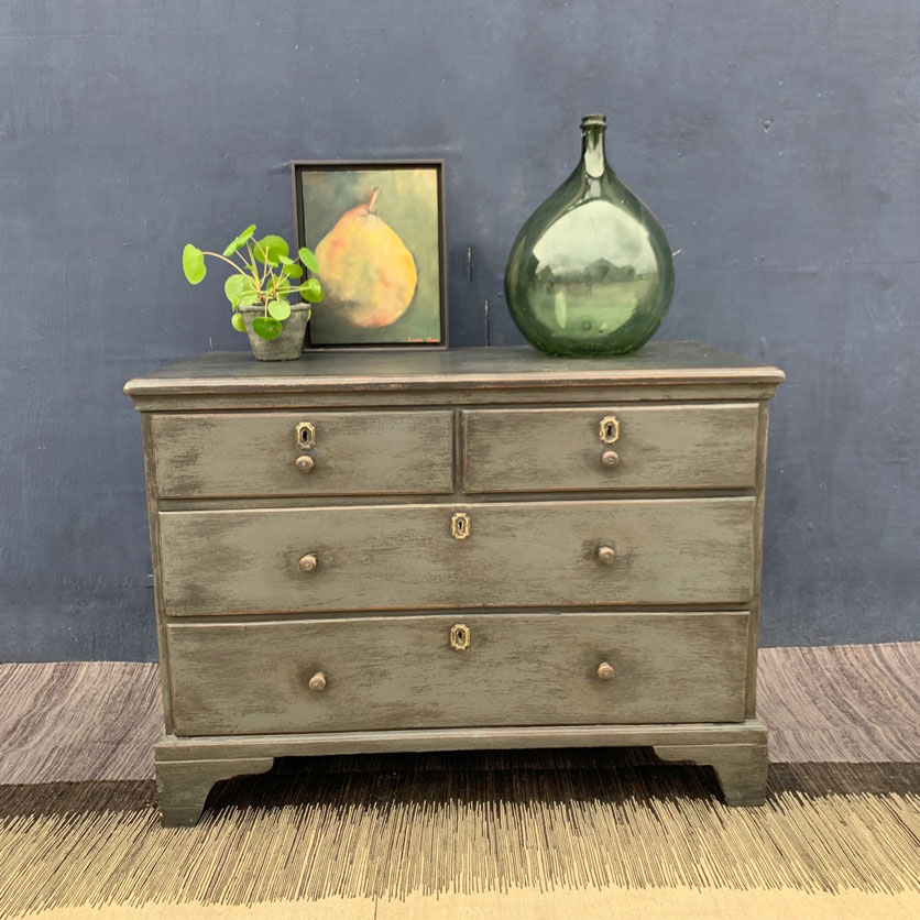 Vintage black painted chest of drawers