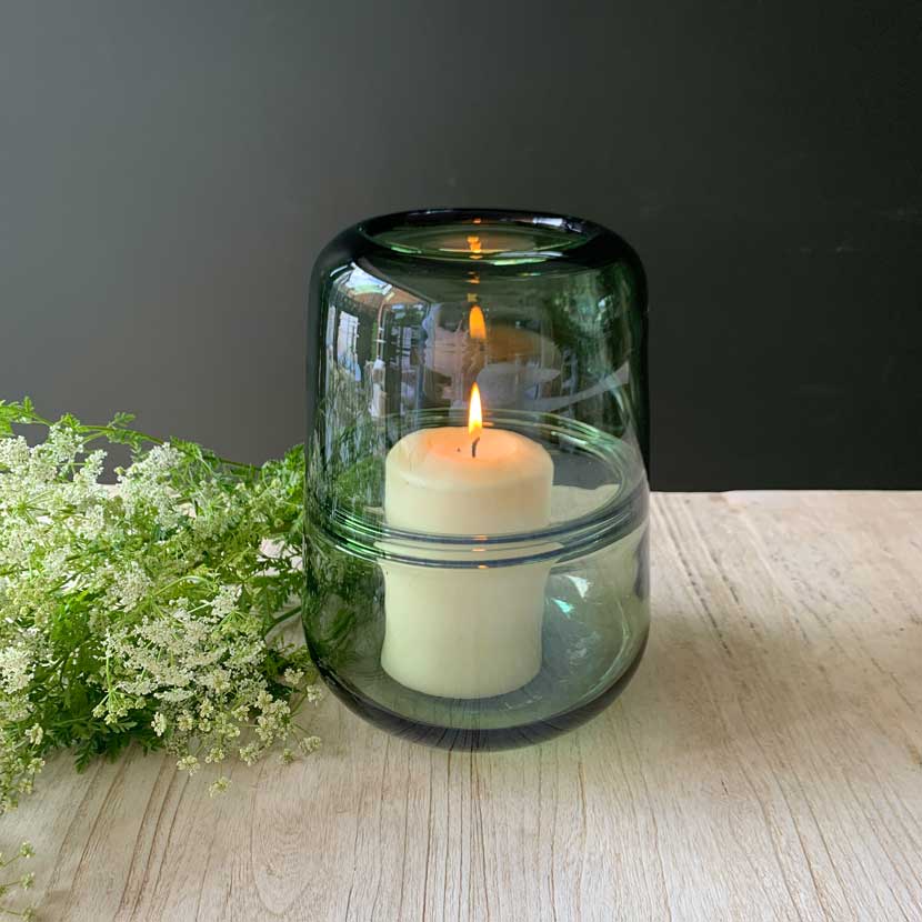 Green Glass Hurricane | Vase