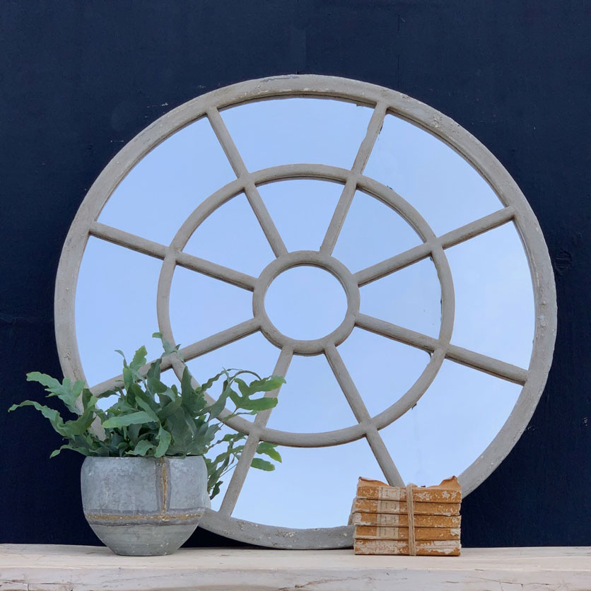industrial metal round mirror
