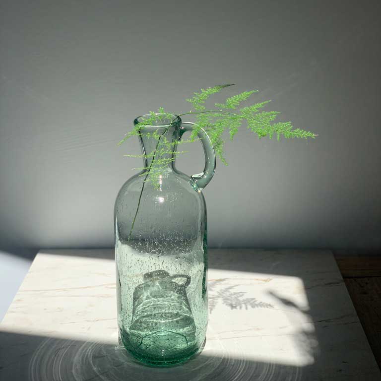 large mouth blown recycled glass vase