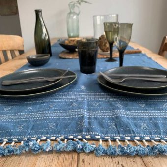 woven indigo table runner