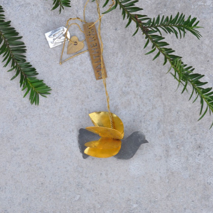Zinc & Brass bird Christmas decoration | Walther & Co