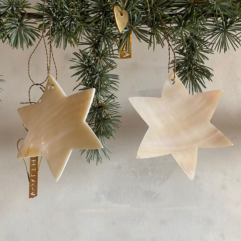 hand crafted pearlescent star decoration