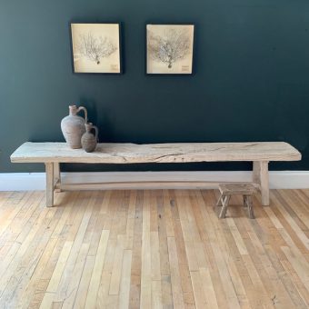 rustic reclaimed whitened Elm bench