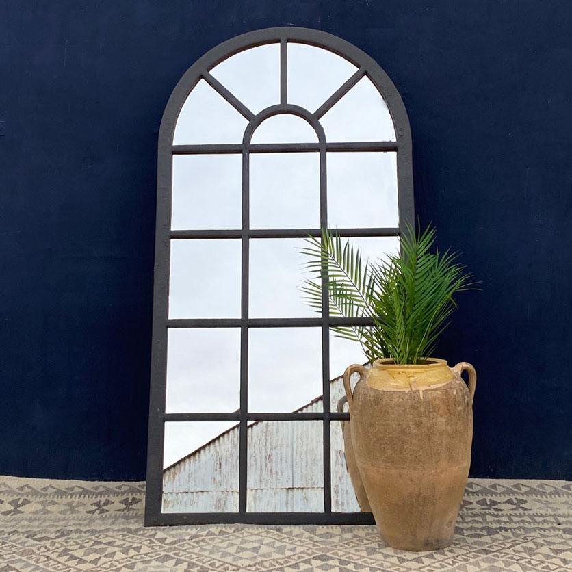 Vintage full length cast iron warehouse window mirror