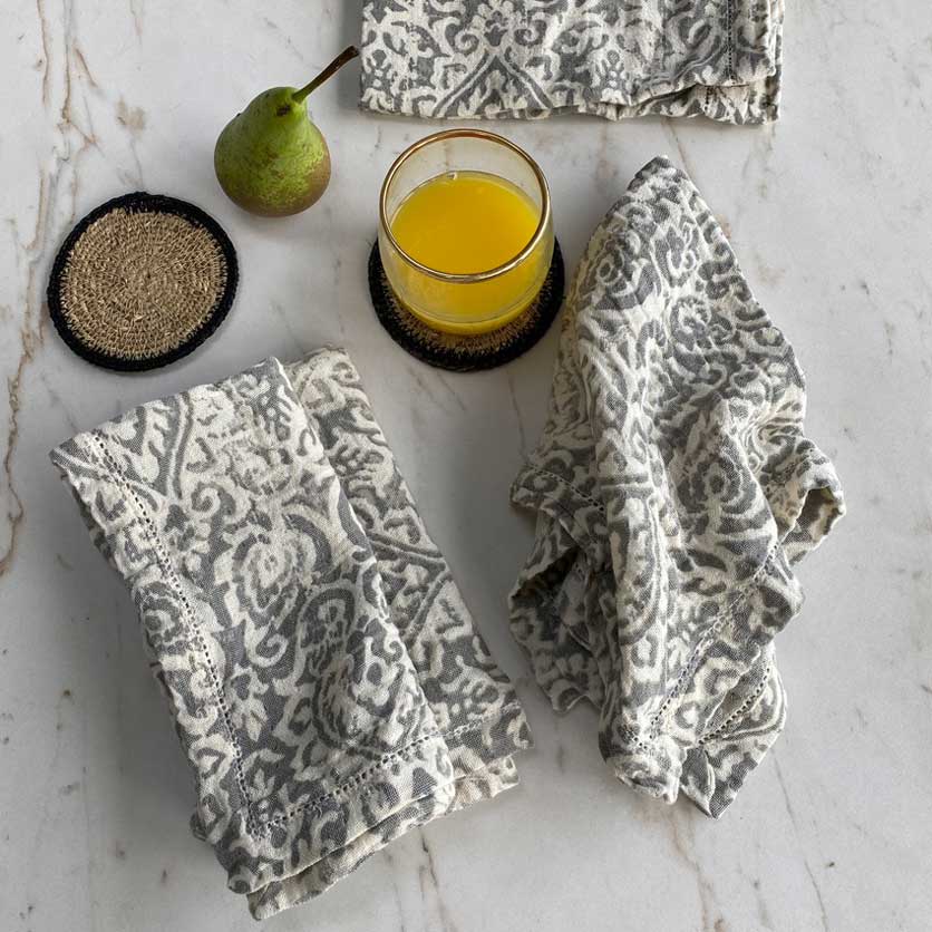 Cotton Napkin Set | Wood Block