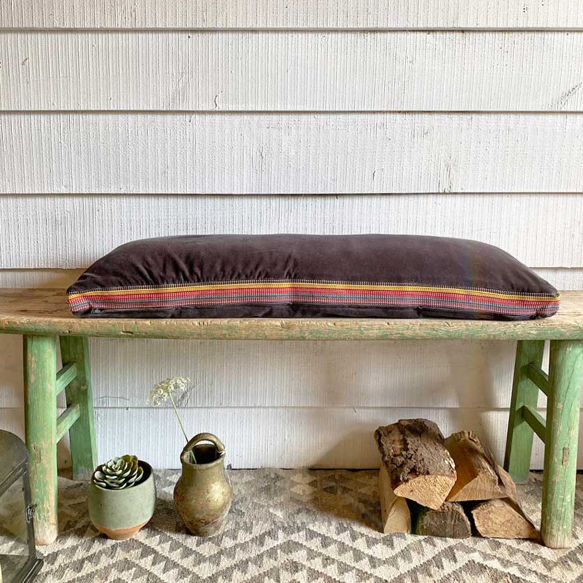 Gray Velvet Bench Cushion
