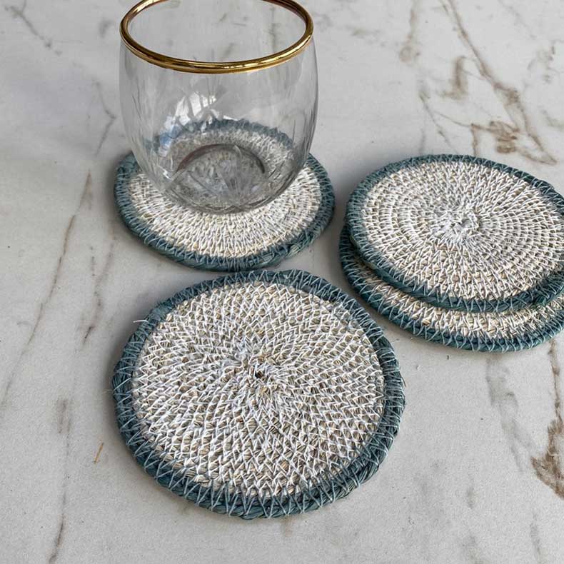 Hemp Coaster Set | Blue