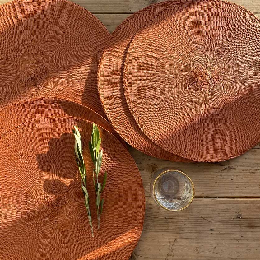 woven circular placemat terracotta | set of four