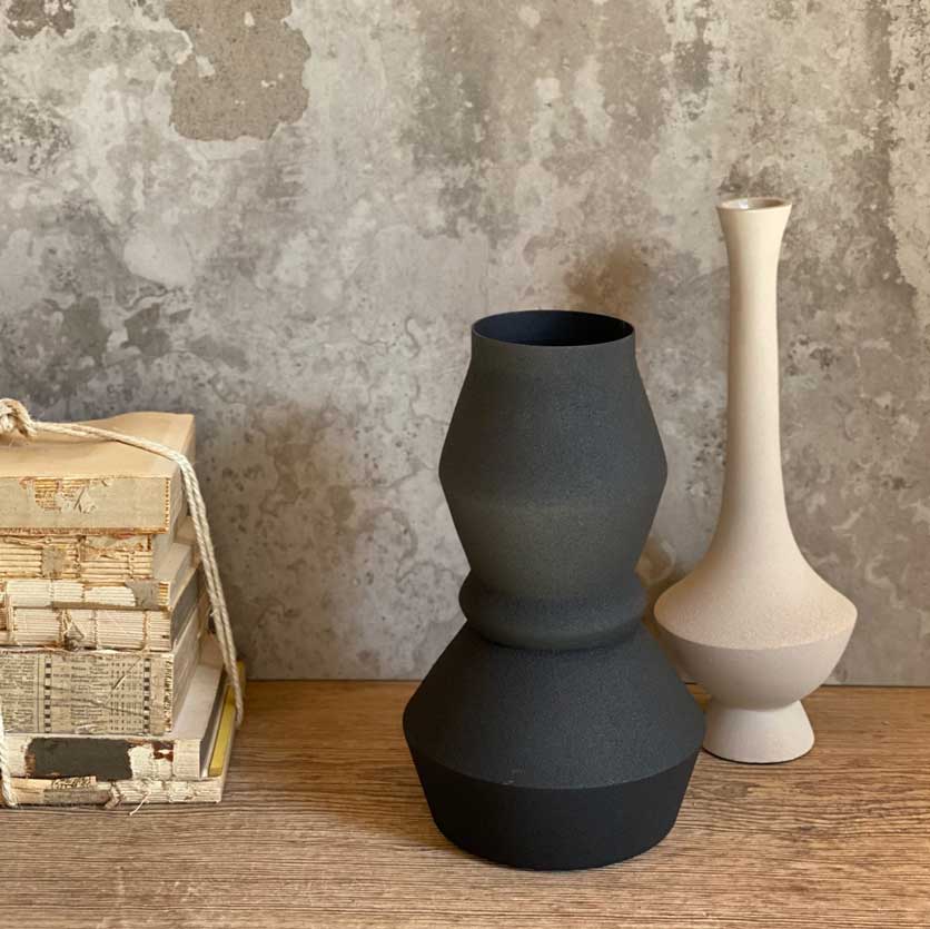 Black Sculptural metal vase