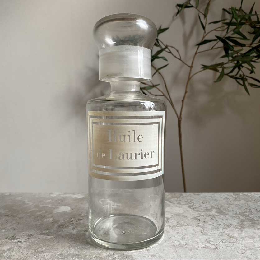 Antique Apothecary Bottle | Huile Laurier