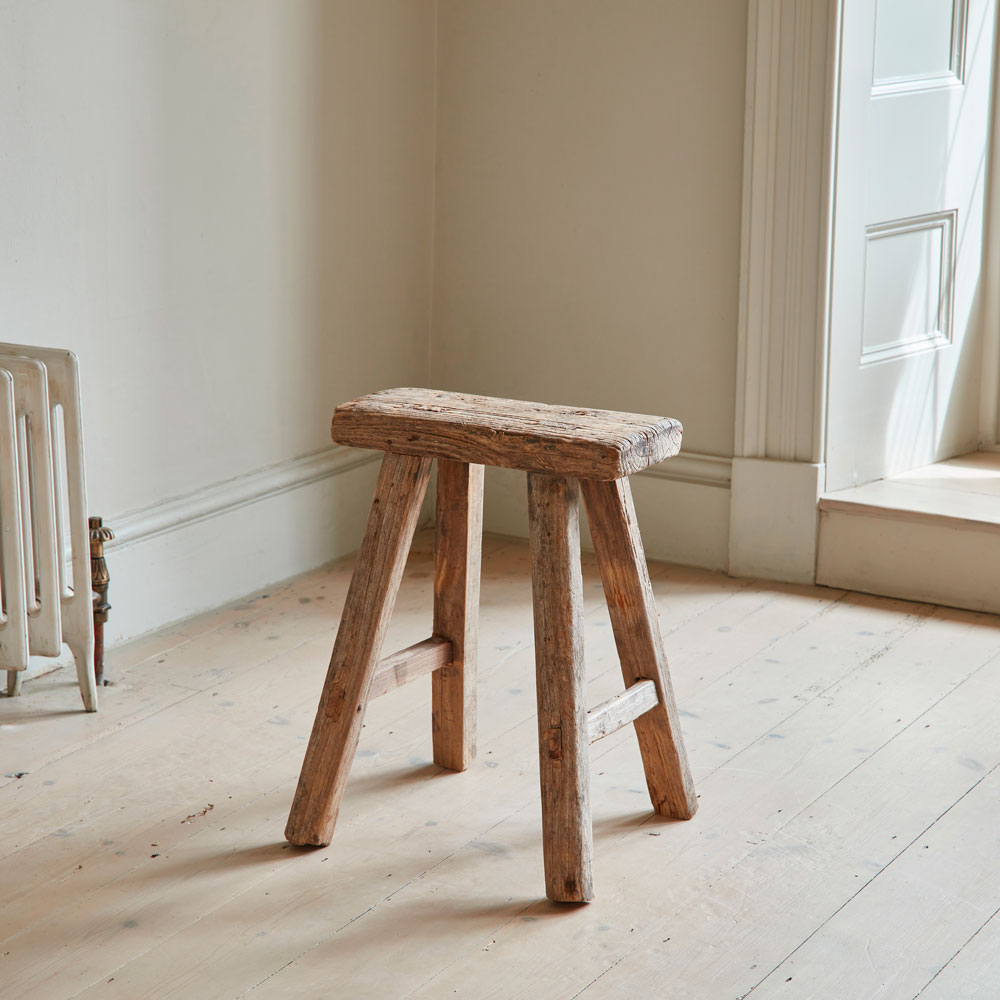 Rustic Wood Antique Stool