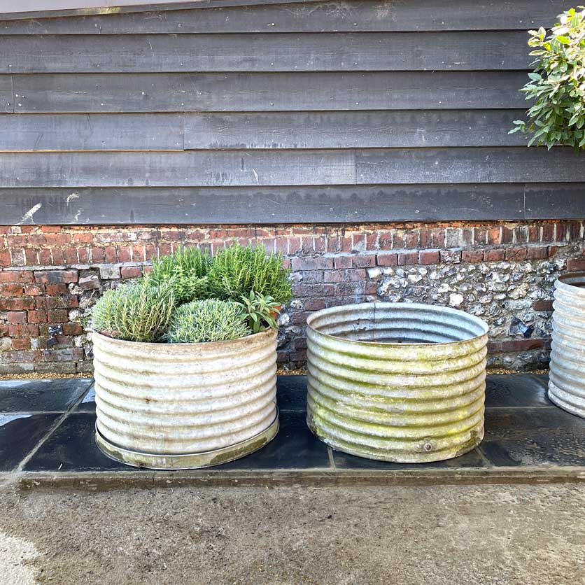 Huge Vintage Galvanised corrugated Water Tank | Pair