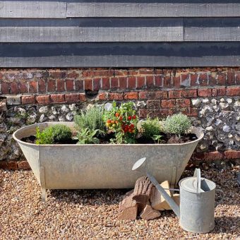 Antique Victorian Galvanised Bath | Vegetable Planter