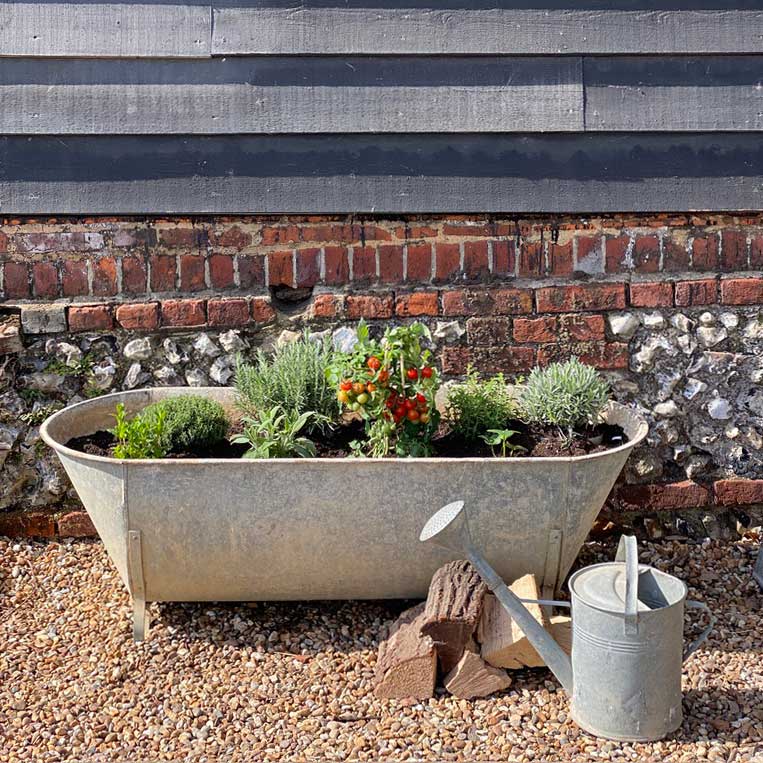 Antique Victorian Galvanised Bath | Vegetable Planter