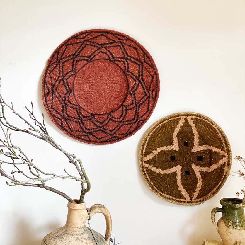 Ethnic woven plate plate medium | olive