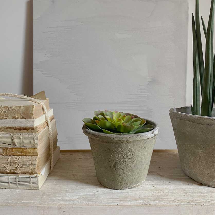 Neutral stone plant pot | Large