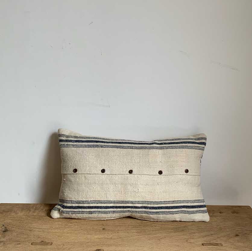 Grain Sack Blue Bolster | Small