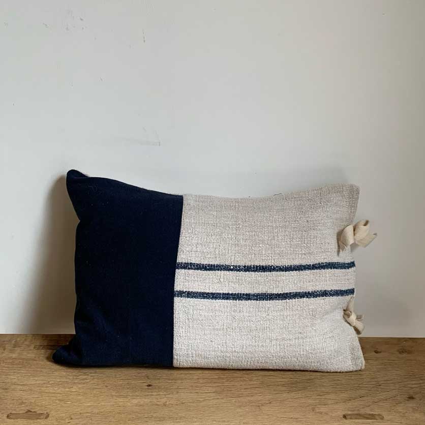 Grain Sack Bolster Blue | Block Patch Small