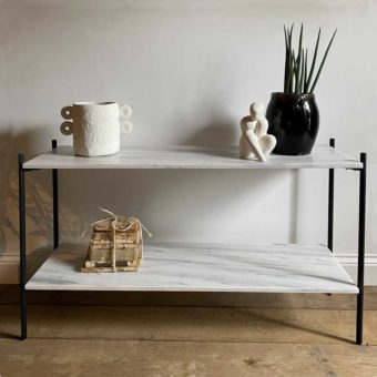 Carrara Marble Console | Black Metal Frame
