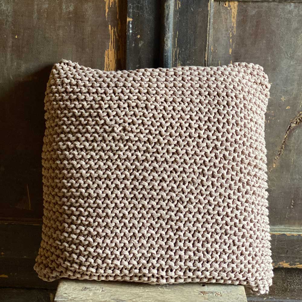 Cappuccino Chunky Knitted Cotton Cushion 