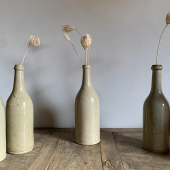 Vintage French Stone Wine Bottle