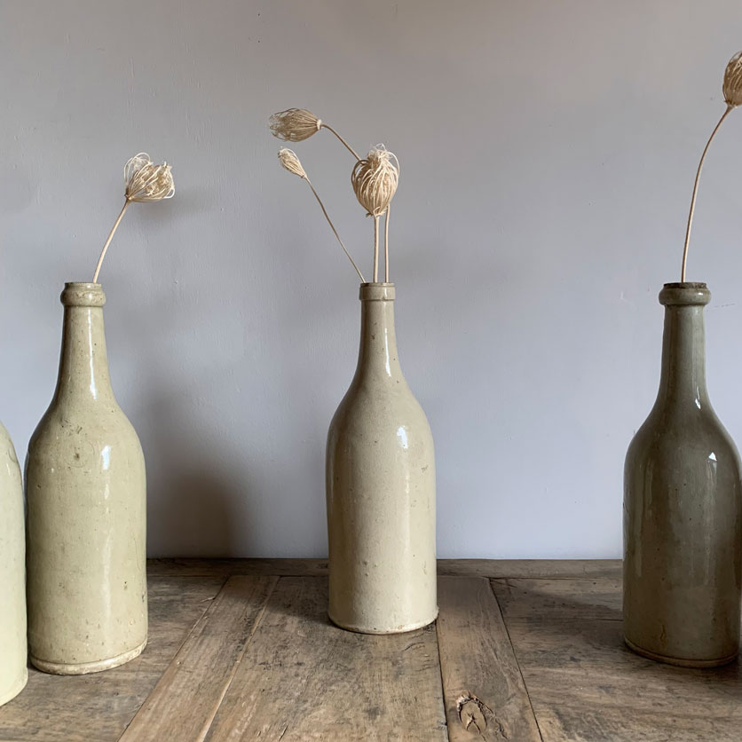 Vintage French Stone Wine Bottle