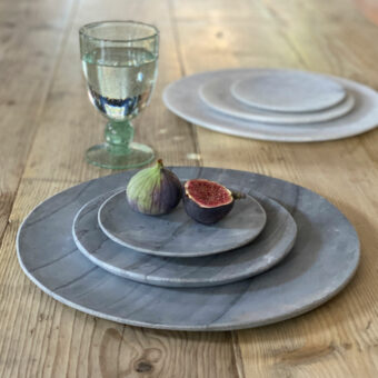 Grey Solid Marble Plate Medium