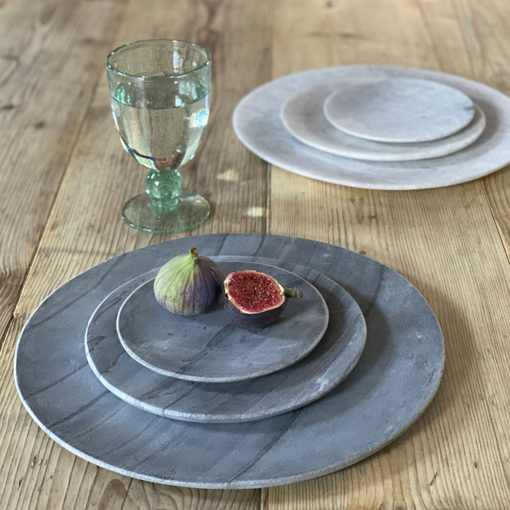 Grey Solid Marble Plate Small