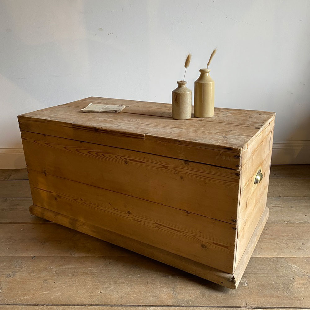 Antique bleached pine blanket box